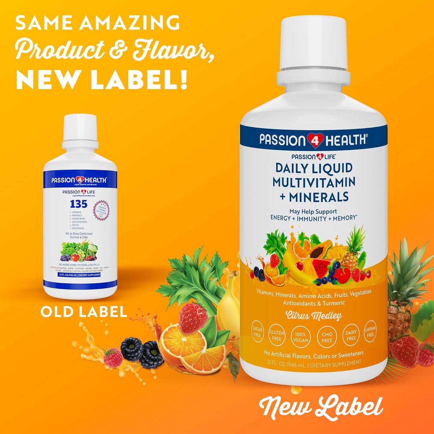 Liquid Multivitamin with Organic D3K2 Omega 3 - Passion 4 Life Formula