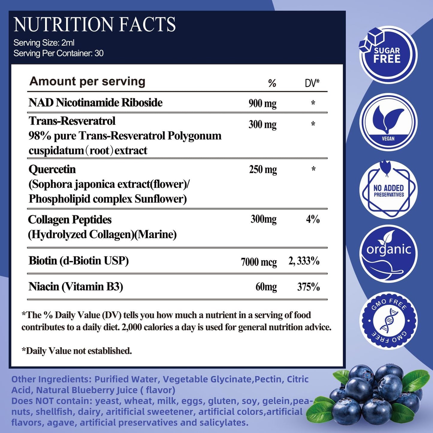 Liquid NAD Plus Supplement NR900 with Resveratrol and Quercetin for Anti-Aging and Energy Boost