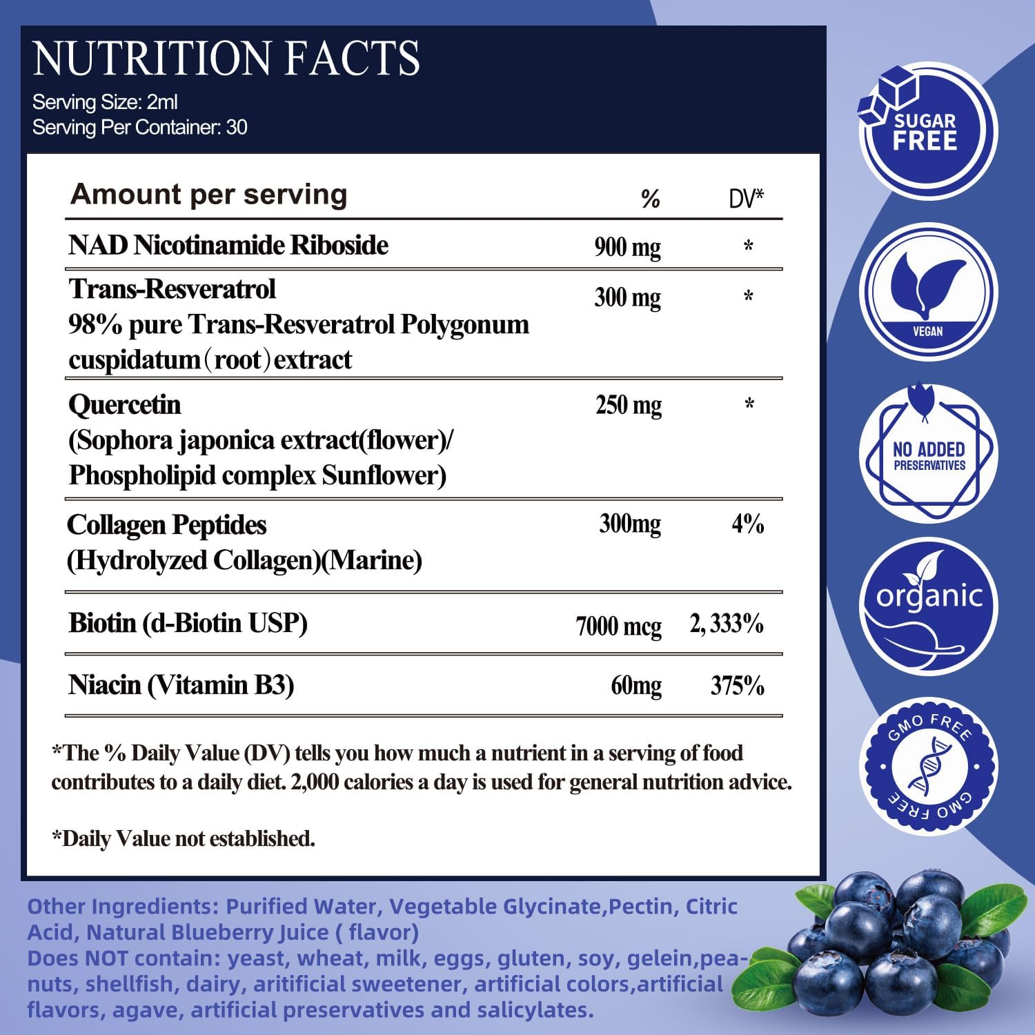 Liquid NAD Plus Supplement NR900 with Resveratrol and Quercetin for Anti-Aging and Energy Boost