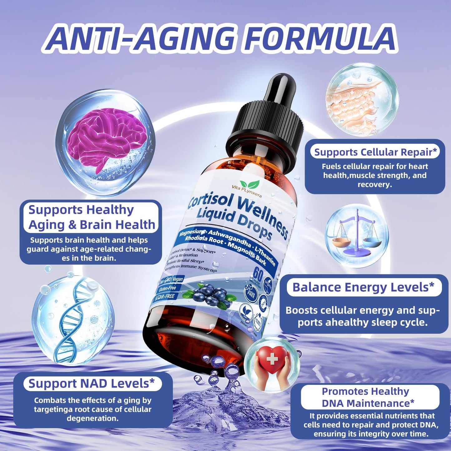 Liquid NAD Plus Supplement NR900 with Resveratrol and Quercetin for Anti-Aging and Energy Boost