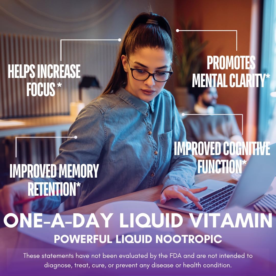 Liquid Nootropic Brain Supplement for Mental Clarity, Focus, and Memory - Tropical Oasis - 32 Servings