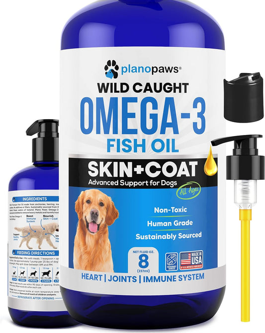 Liquid Omega 3 Fish Oil for Dogs - Premium Dog Supplement for Healthy Skin, Coat, and Joints - Supports Heart and Brain Health - Reduces Shedding and Itching - Alternative to Salmon Oil