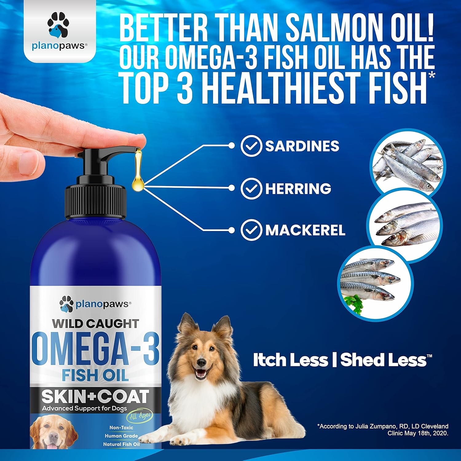 Liquid Omega 3 Fish Oil for Dogs - Premium Dog Supplement for Healthy Skin, Coat, and Joints - Supports Heart and Brain Health - Reduces Shedding and Itching - Alternative to Salmon Oil