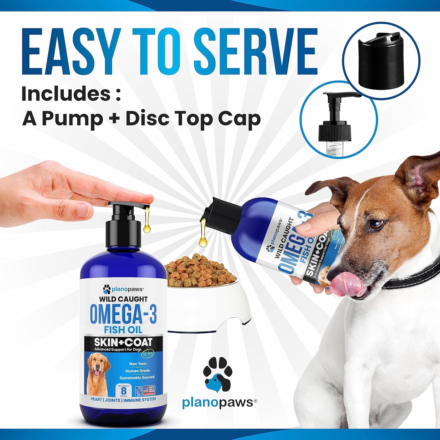 Liquid Omega 3 Fish Oil for Dogs - Premium Dog Supplement for Healthy Skin, Coat, and Joints - Supports Heart and Brain Health - Reduces Shedding and Itching - Alternative to Salmon Oil