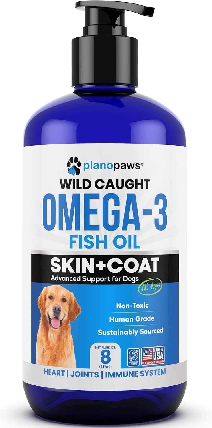 Liquid Omega 3 Fish Oil for Dogs - Premium Dog Supplement for Healthy Skin, Coat, and Joints - Supports Heart and Brain Health - Reduces Shedding and Itching - Alternative to Salmon Oil