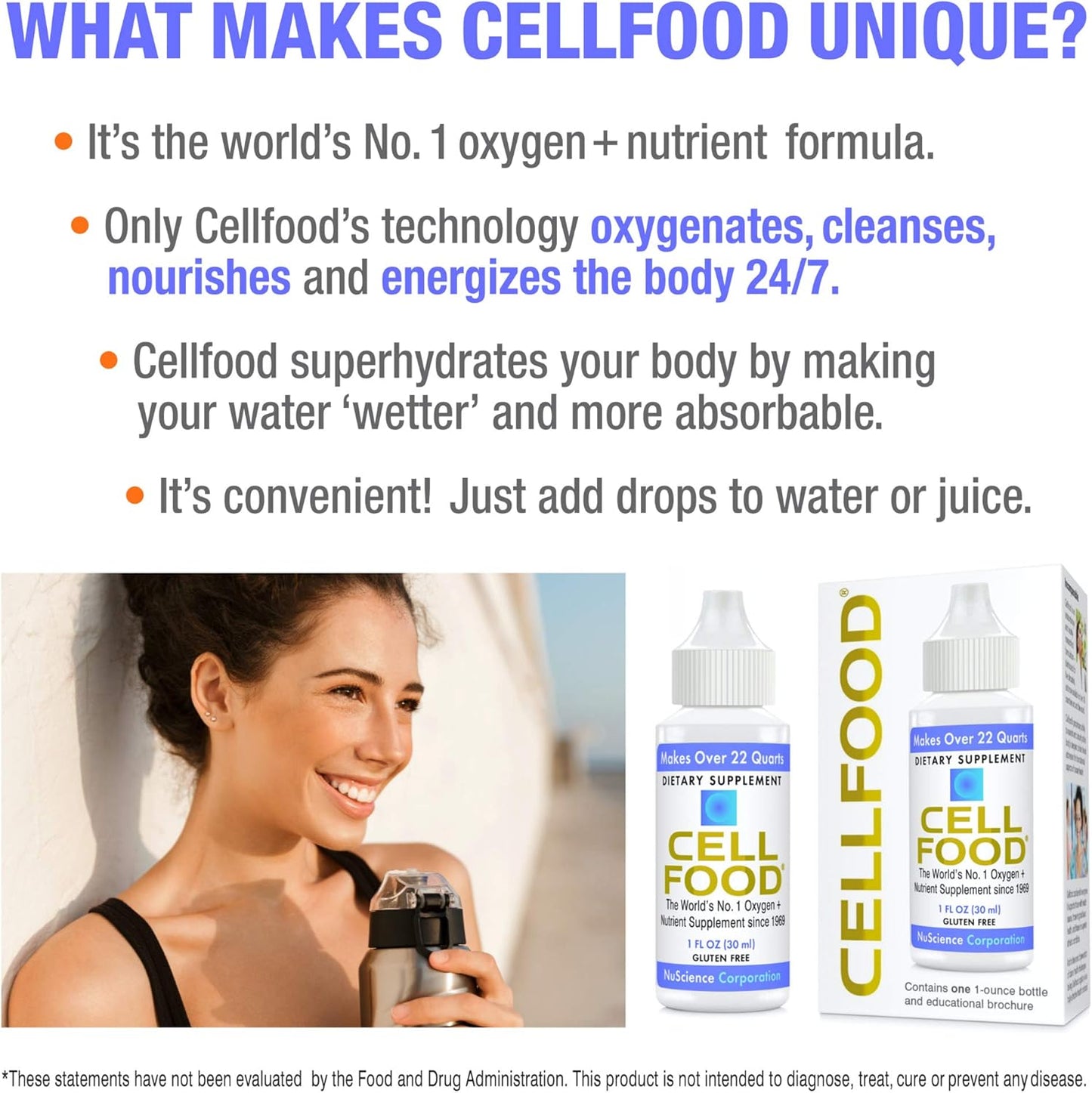 Liquid Oxygen Supplement - Cellfood Oxygen Boost 1 fl oz, 5 Pack - Supports Lymphatic Drainage, Altitude Sickness, Jet Lag, Fatigue, Headaches, Hangovers & Energy - Gluten Free, Kosher Certified