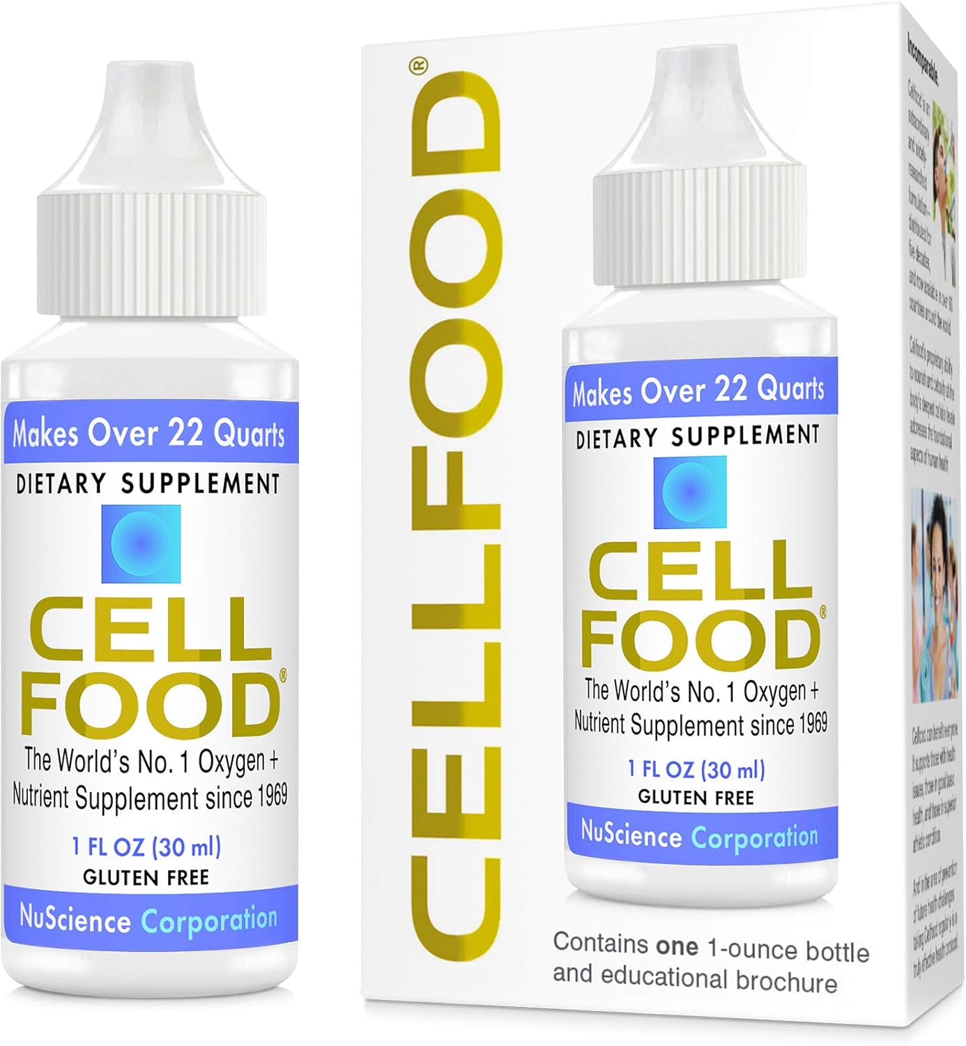 Liquid Oxygen Supplement for Energy, Lymphatic Drainage, and More - Cellfood Oxygen Boost 1 fl oz - Gluten-Free & Kosher-Certified - Makes 22+ Quarts
