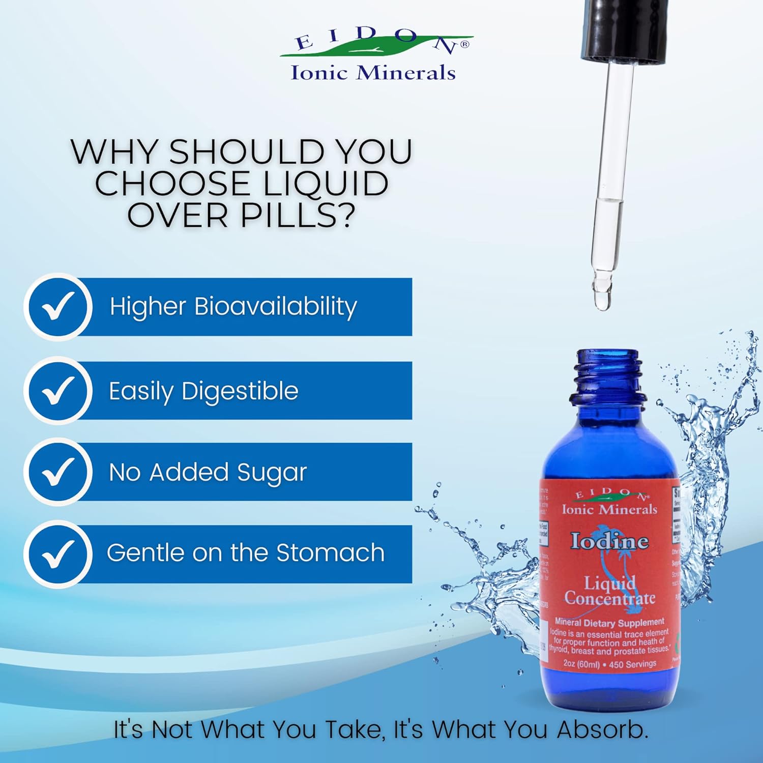 Liquid Potassium Iodide Drops - Natural Thyroid Support Supplement, Boosts Energy Levels, Bioavailable Formula, 2 oz