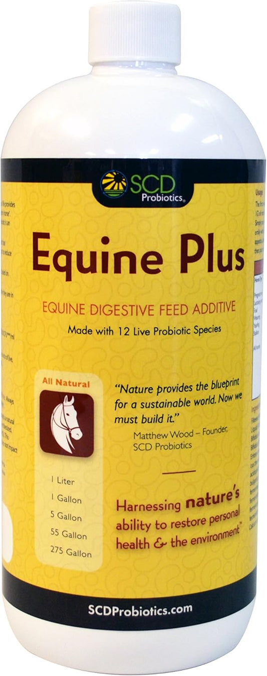 Liquid Probiotic Horse Supplement with Acidophilus - Digestive Health Support for Horses - SCD Probiotics Equine Plus (34 fl.oz.)