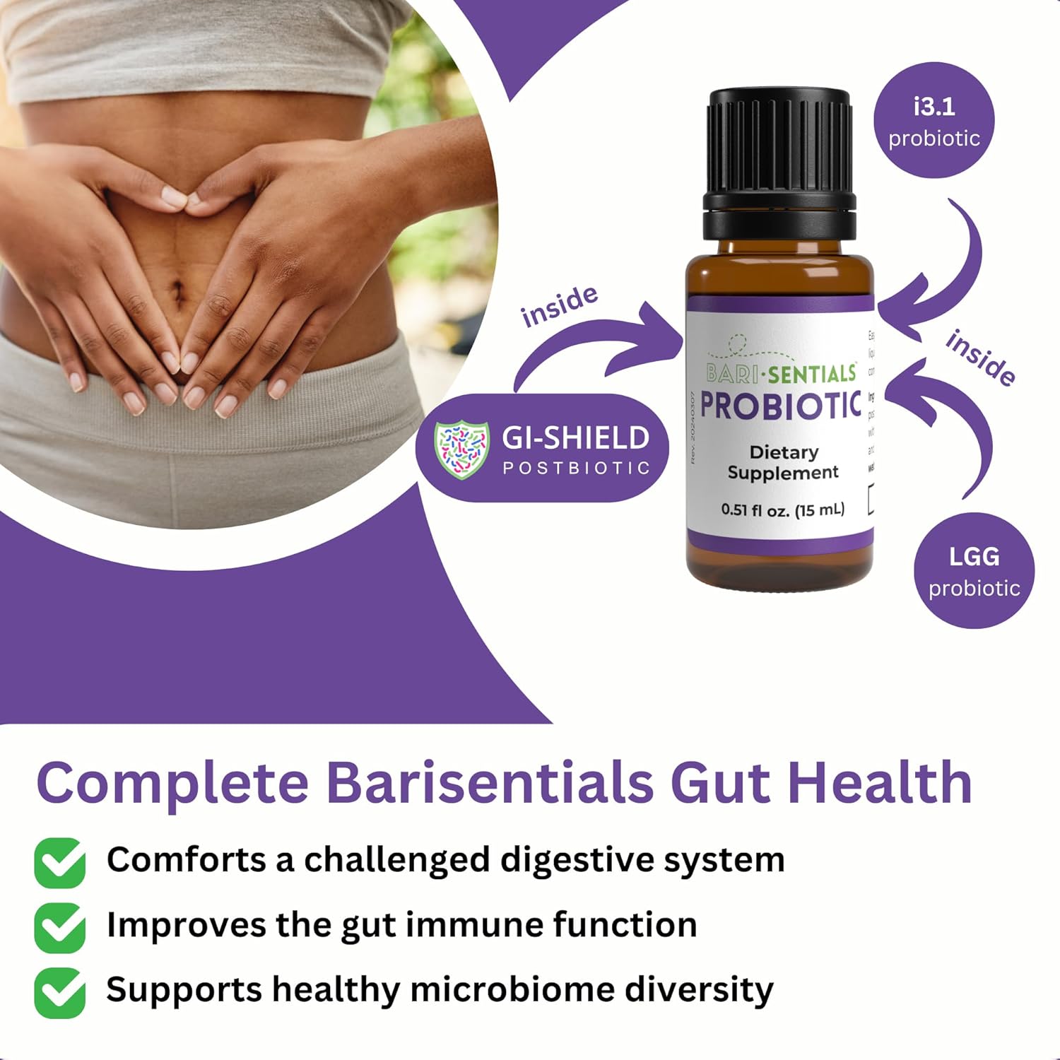 Liquid Probiotic & Postbiotic Formula for Bariatric Patients - Essential for Digestive Health & Immunity - Low Volume Dose, 15mL