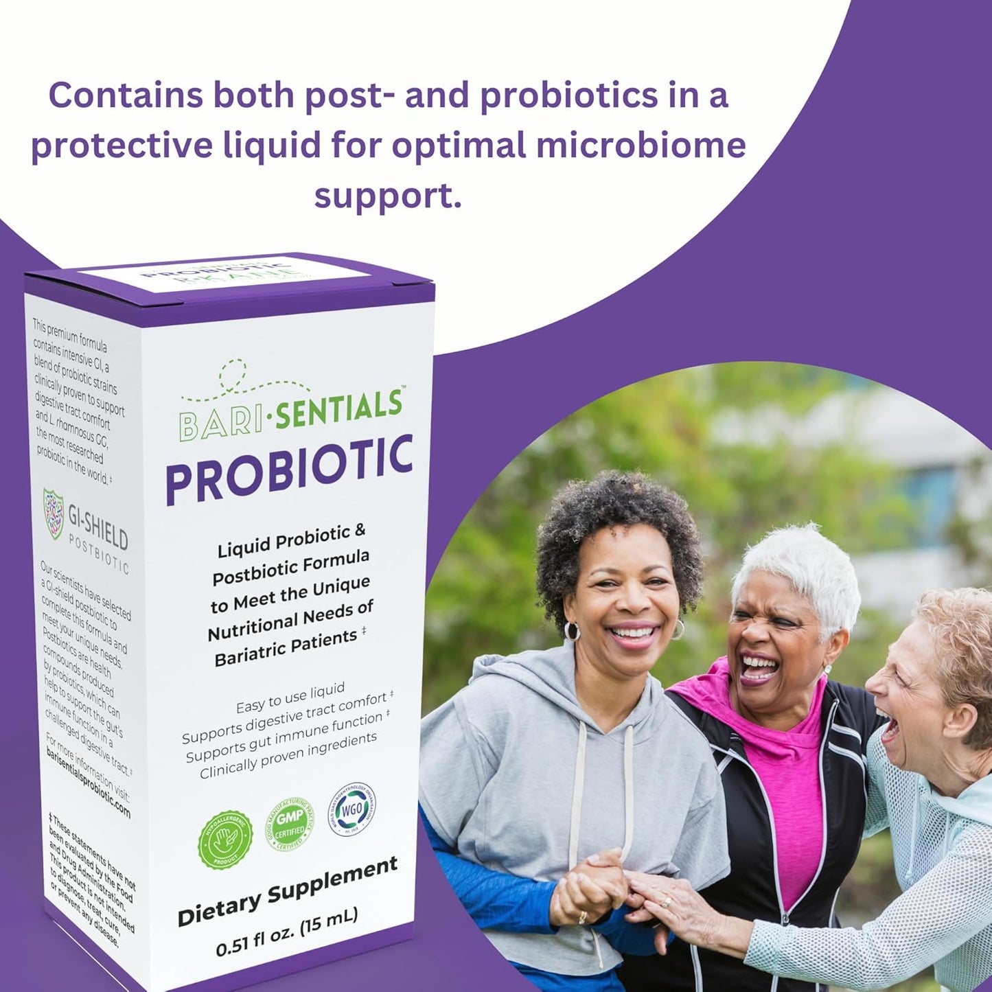 Liquid Probiotic & Postbiotic Formula for Bariatric Patients - Essential for Digestive Health & Immunity - Low Volume Dose, 15mL