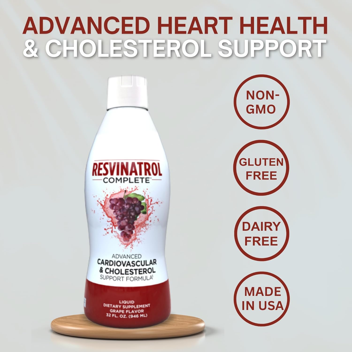 Liquid Resveratrol Supplement for Cardiovascular Support - 32 Fl. Oz. Advanced Formula for Healthy Aging, Heart Health, and Energy