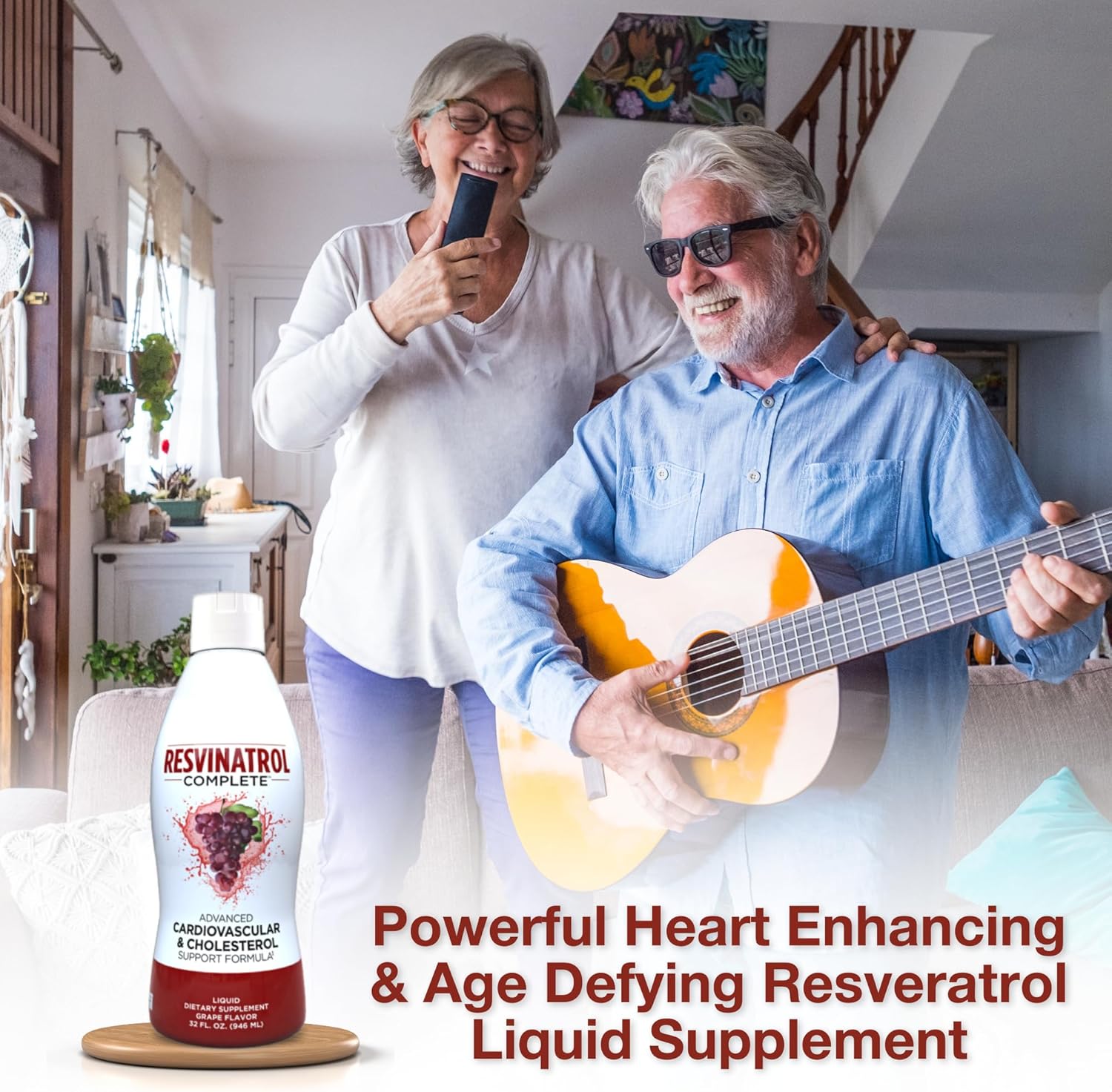 Liquid Resveratrol Supplement for Cardiovascular Support - 32 Fl. Oz. Advanced Formula for Healthy Aging, Heart Health, and Energy
