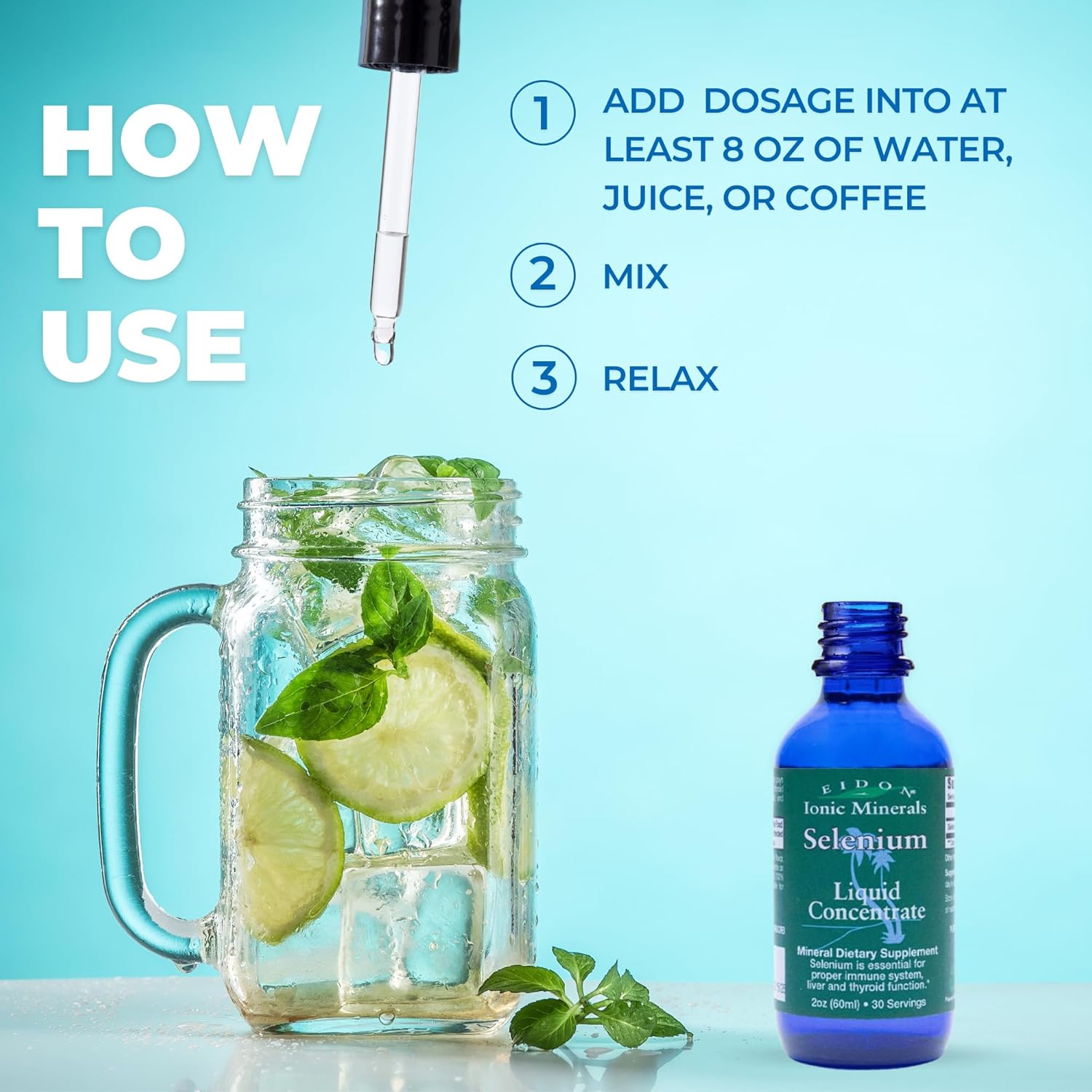 Liquid Selenium Drops for Liver and Thyroid Health - 2 oz Ionic Selenium Supplement with Sodium Selenate - Immune System Support