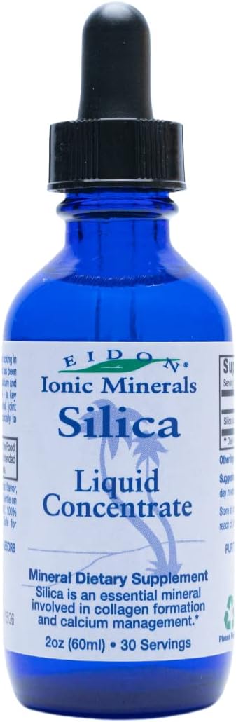 Liquid Silica Mineral Concentrate - Supports Hair, Skin, Nails, Collagen Production, Joint & Bone Health - 2 oz