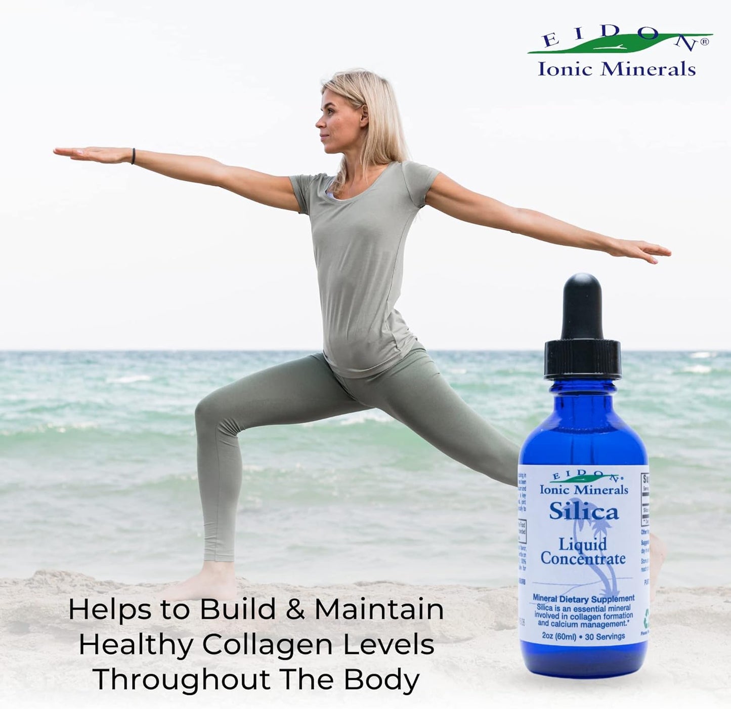Liquid Silica Mineral Concentrate - Supports Hair, Skin, Nails, Collagen Production, Joint & Bone Health - 2 oz