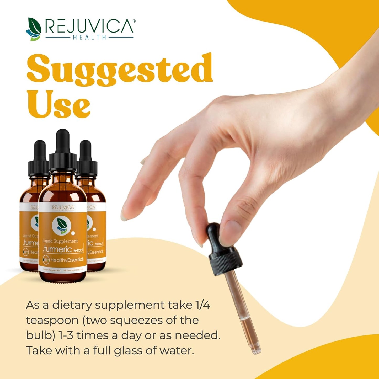 Liquid Turmeric Root Extract with Curcumin for Joint Health - Rejuvica Health Essential Turmeric Formula for Better Absorption