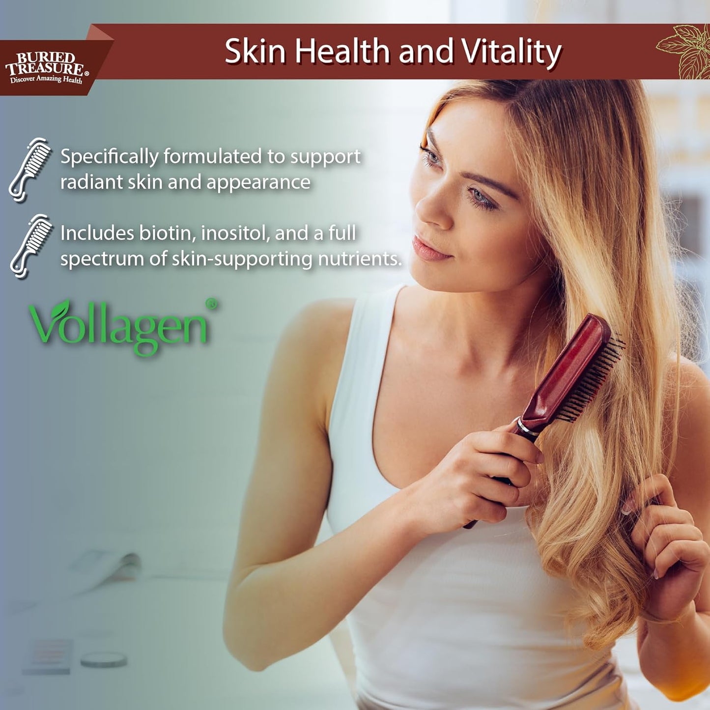 Liquid Vegan Collagen with Biotin, MCT, Vitamin C, and Hyaluronic Acid for Women's Hair, Skin, and Nails Support