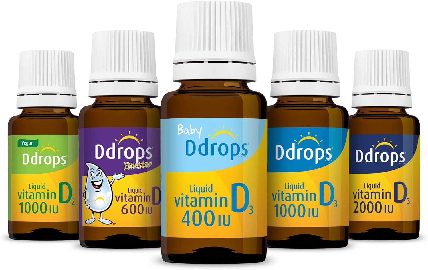 Liquid Vitamin D for Kids - Ddrops Kids Booster 600IU, 100 Drops, Supports Strong Bones & Immune System, Non-GMO, Allergy-Friendly, No Preservatives or Sugar