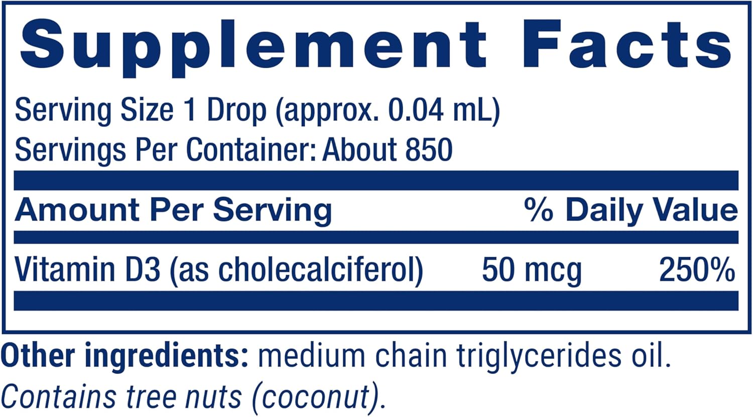 Liquid Vitamin D3 50 mcg (2000 IU) for Immune System and Bone Health - Unflavored, Gluten-Free, Non-GMO - 29.57 ml Bottle