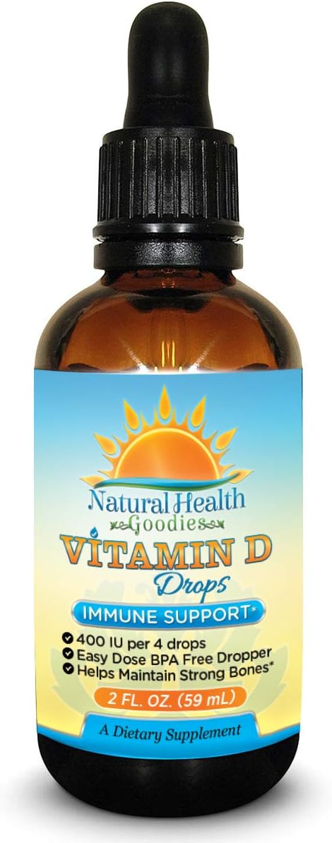 Liquid Vitamin D3 Drops for Babies, Children, and Adults - Easy Dose Dropper - 2 oz Supply by Natural Health Goodies