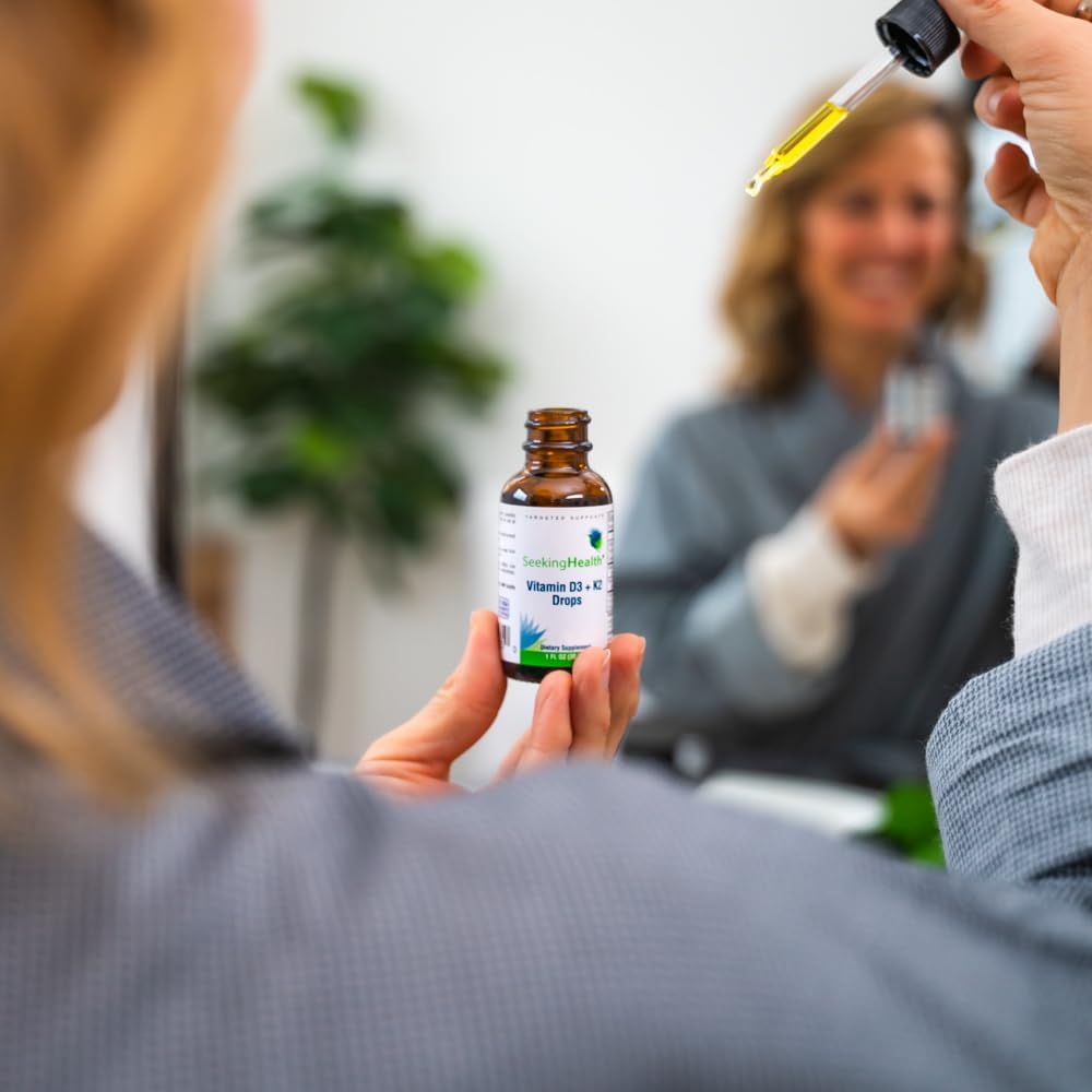Liquid Vitamin D3 + K2 Drops for Immune & Bone Health - Supports Calcium Absorption & Blood Circulation - 1 oz
