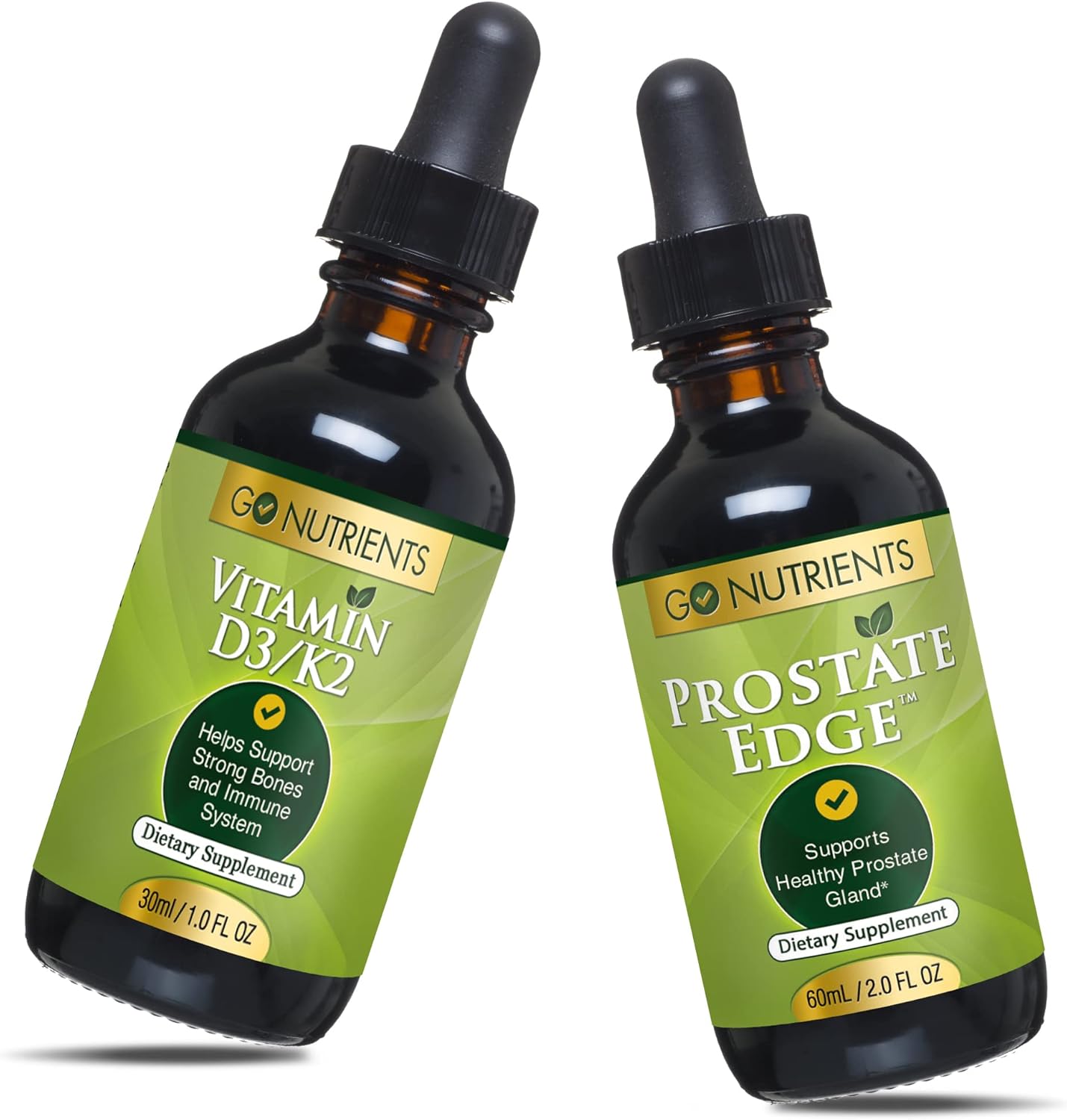 Liquid Vitamin D3 with K2 Drops and Prostate Edge Supplement for Men with Pygeum and Saw Palmetto Extract - Supports Emotional State