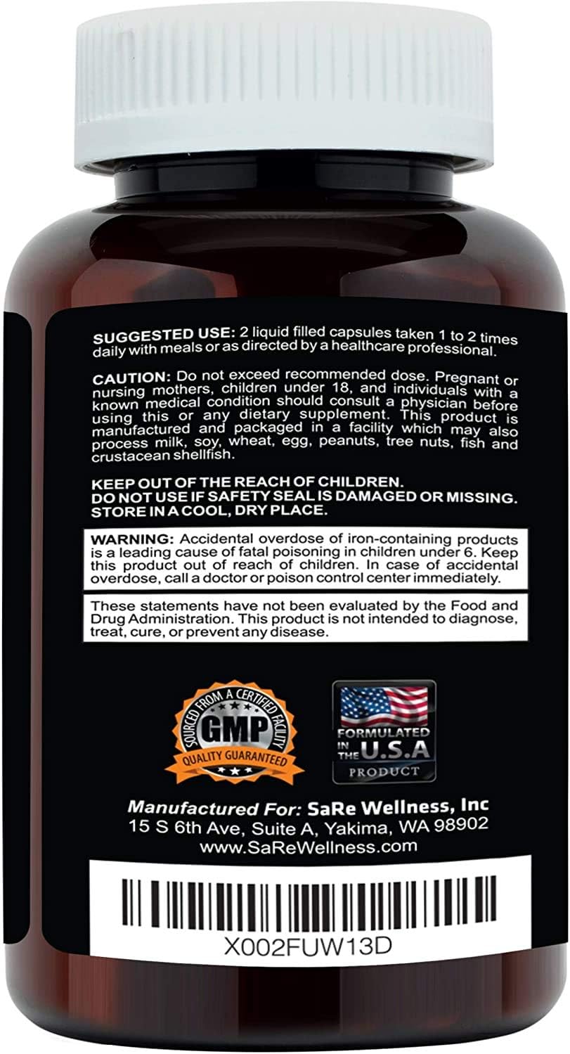 Liquid Whole Food Multivitamin Supplement for Women & Men - Enhanced Absorption! 42 Superfood Fruits & Vegetables - 120 Capsules for All Ages