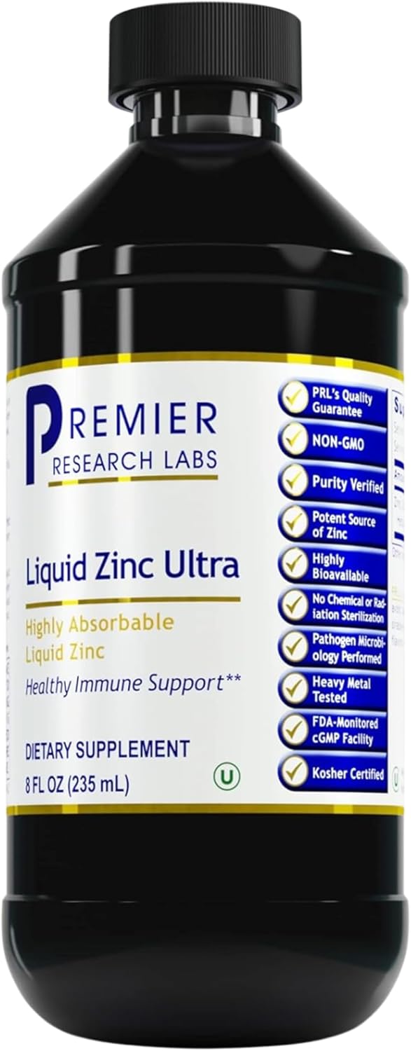 Liquid Zinc Ultra Supplement for Immune Support & Well-Being - Highly Absorbable Drops - 8 fl oz - Premier Research Labs