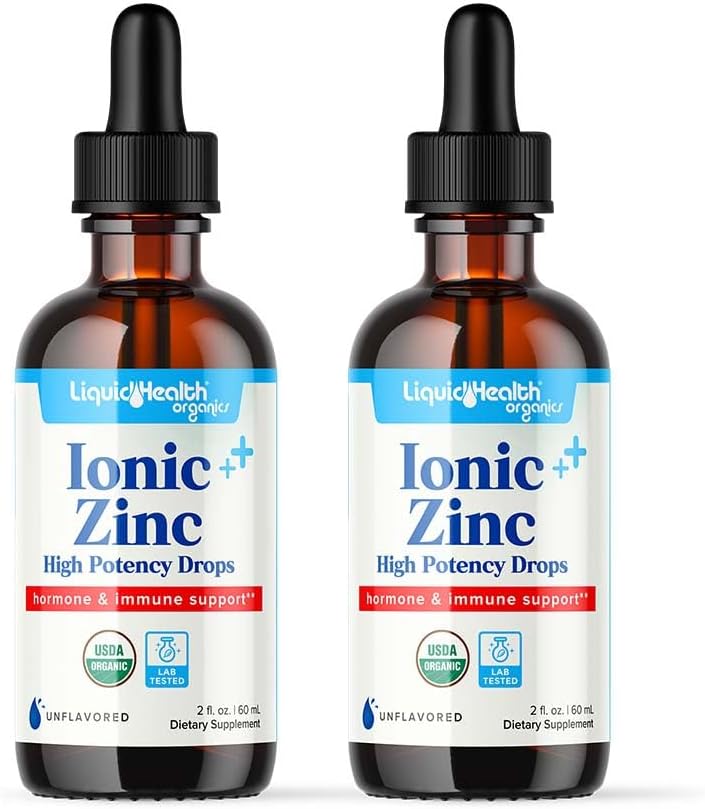 LiquidHealth Ionic Zinc Drops, 15mg - 2 Oz Liquid Supplement for Adults, Men, Women & Kids 4+, Pure Zinc Vitamin with Zinc Sulfate Heptahydrate (2 Pack)