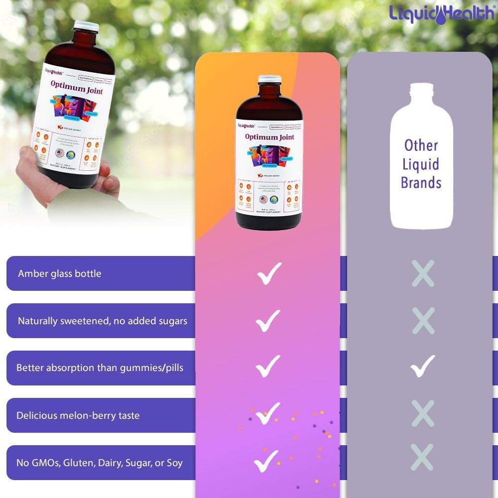 LiquidHealth Optimum Joint Glucosamine Chondroitin & Daily Multi Mineral Liquid Multivitamin Bundle - Sea Trace Minerals, Bone & Joint Health, Immune Support - Vegan & Non-GMO Formula for Men & Women