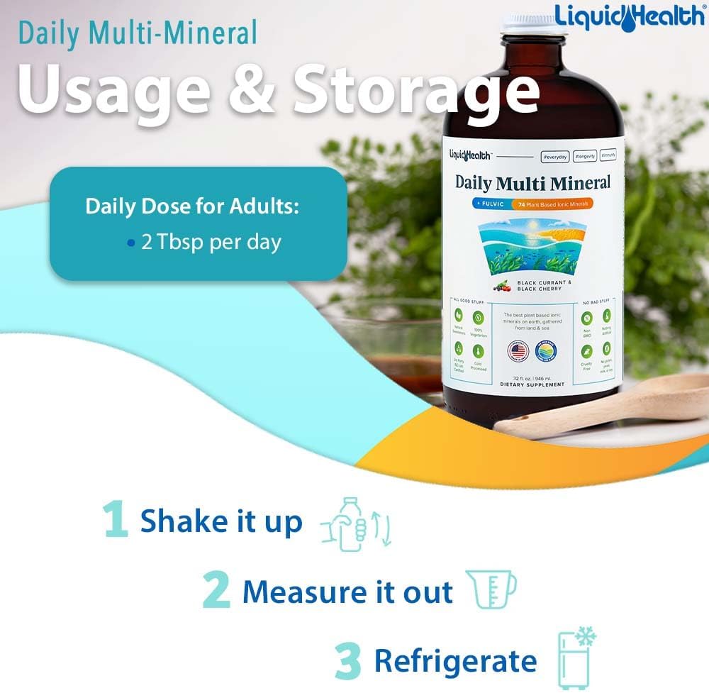 LiquidHealth Optimum Joint Glucosamine Chondroitin & Daily Multi Mineral Liquid Multivitamin Bundle - Sea Trace Minerals, Bone & Joint Health, Immune Support - Vegan & Non-GMO Formula for Men & Women