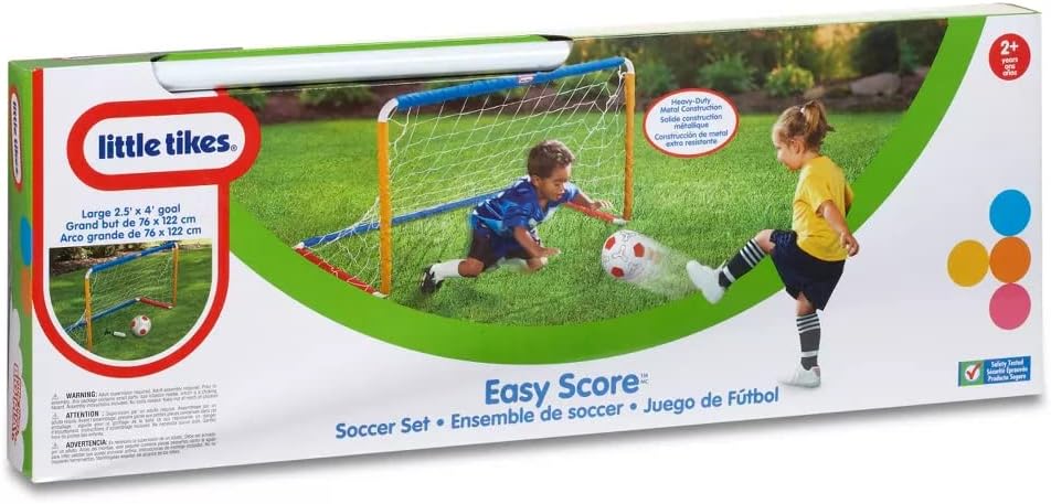 Little Tikes Easy Score Soccer Set - Outdoor Toy for Backyard Fun - Includes Goal, Net, Ball, and Pump - Lawn Game for Kids, Toddlers, Boys, Girls Ages 2+