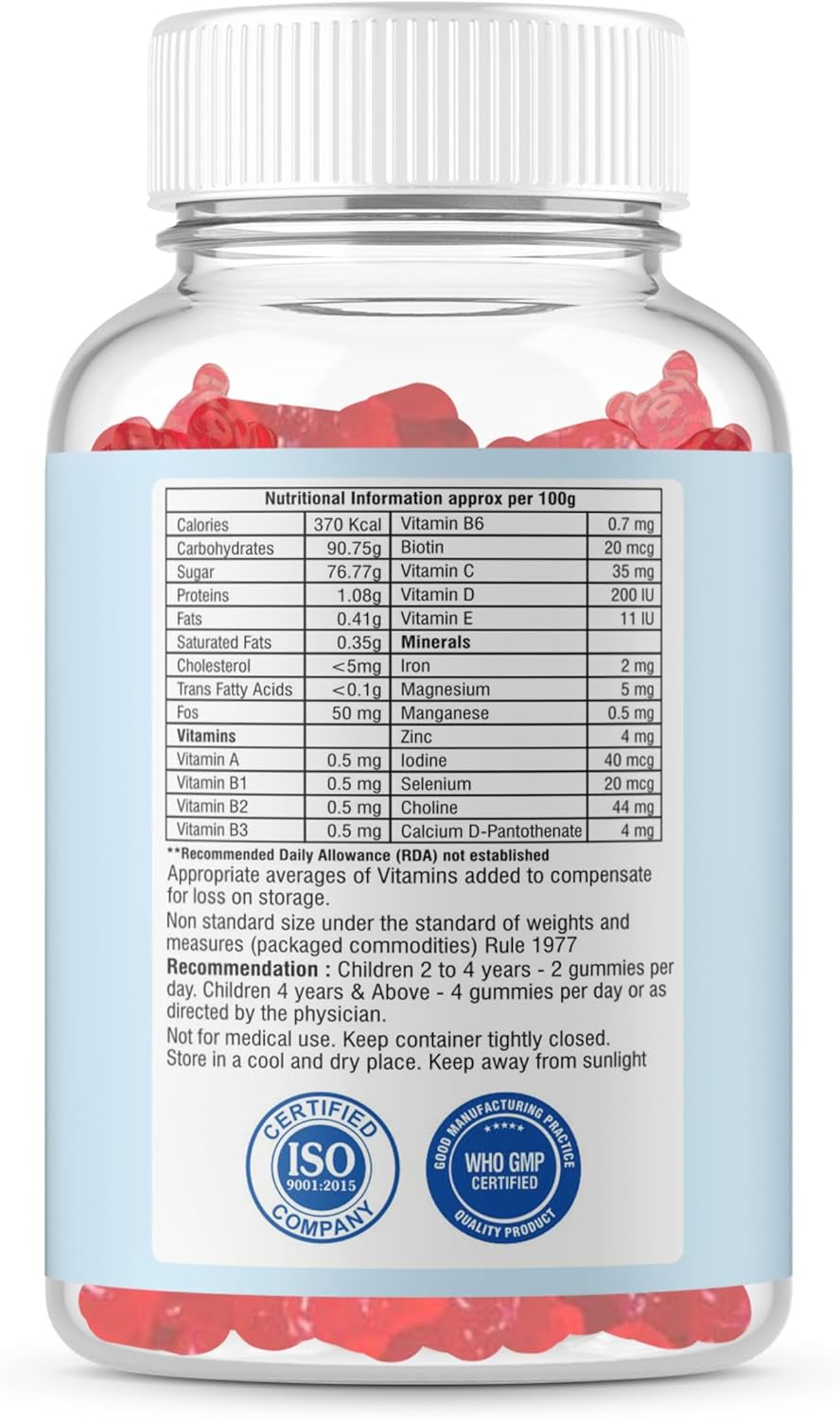 LITTLOO Kids Multivitamin Gummies: 60 Strawberry Flavoured Gummies for Energy & Immunity