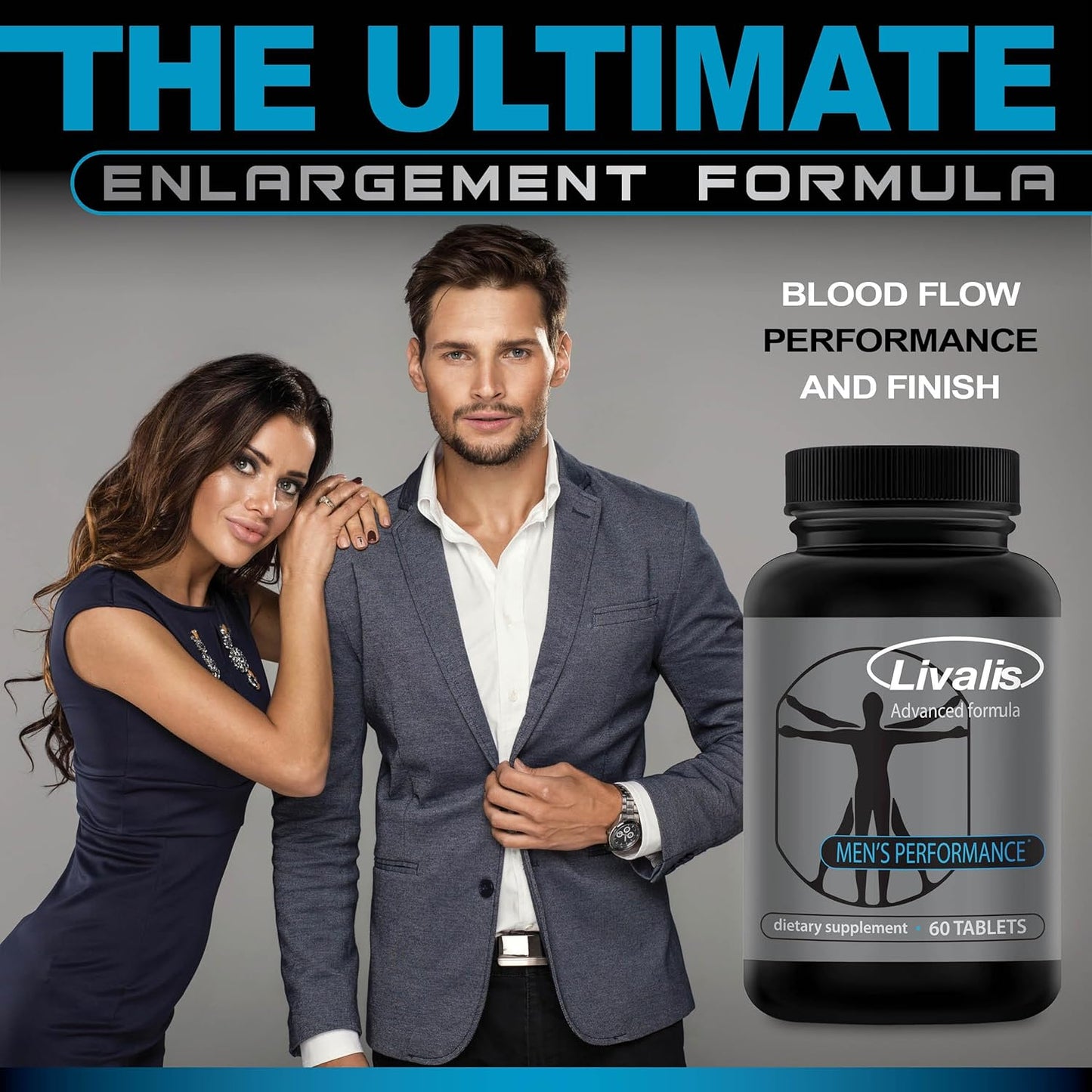 Livalis Male Enhancement Pills - Increase Size and Performance - Enlargement Formula for Men - Boost Length, Thickness, and Stamina - 3+ Inches in 90 Days - 60 Count