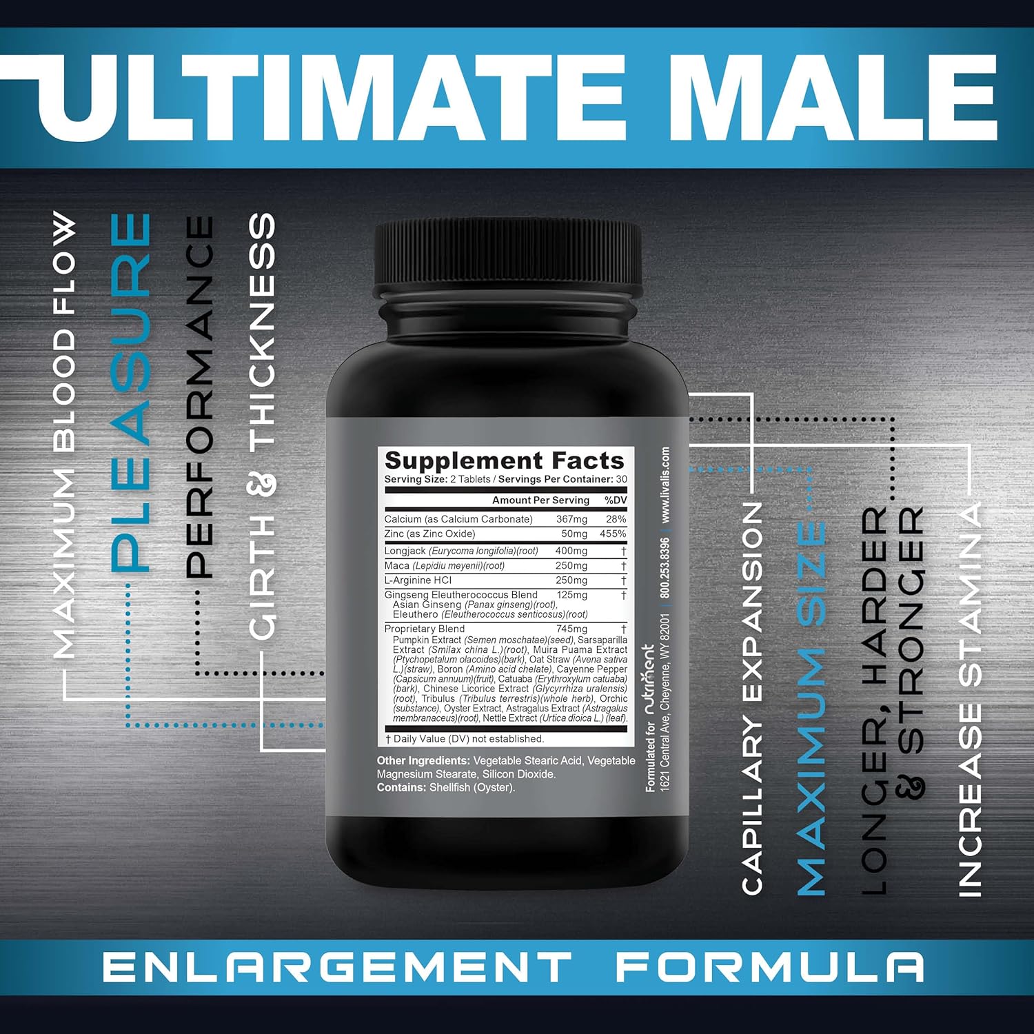 Livalis Male Enhancement Supplement for Performance, Stamina, Vitality, and Confidence - Boosts Blood Flow and Hormonal Balance - Fast Results