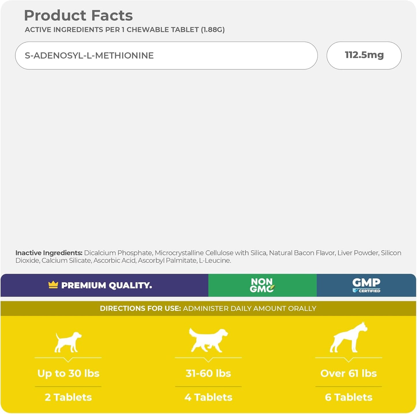 Liver and Brain Support Supplement for Dogs - 120 Chewable Tablets - S-Adenosyl-L-Methionine Formula - Promotes Cognitive Function and Liver Health
