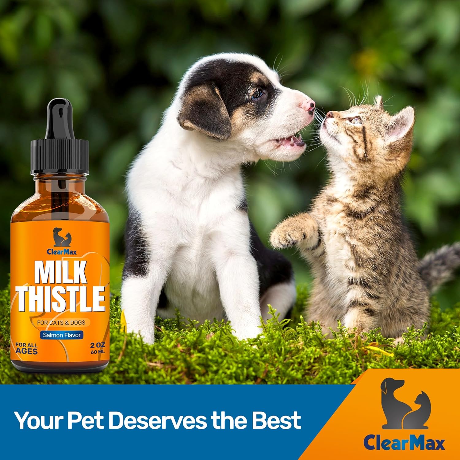Liver and Kidney Support Supplement for Dogs and Cats - Clear Max Milk Thistle Formula - 2Oz Bottle