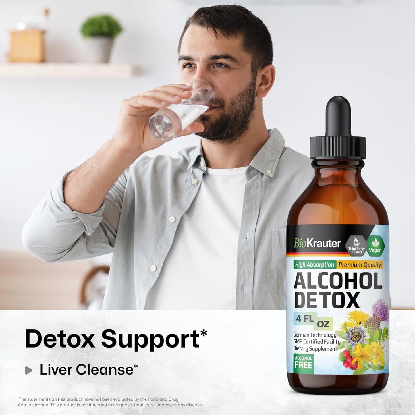 Liver Cleanse Alcohol Detox Tincture - Milk Thistle & Dandelion Formula - Vegan Liquid Extract - 4 Fl.Oz.