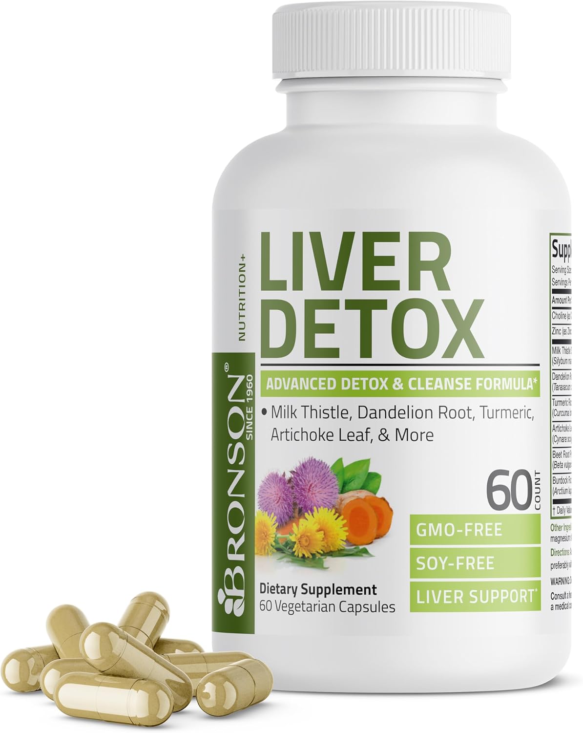 Liver Cleanse & Detox Formula with Milk Thistle, Dandelion Root, Turmeric - Non-GMO, 60 Veg Caps