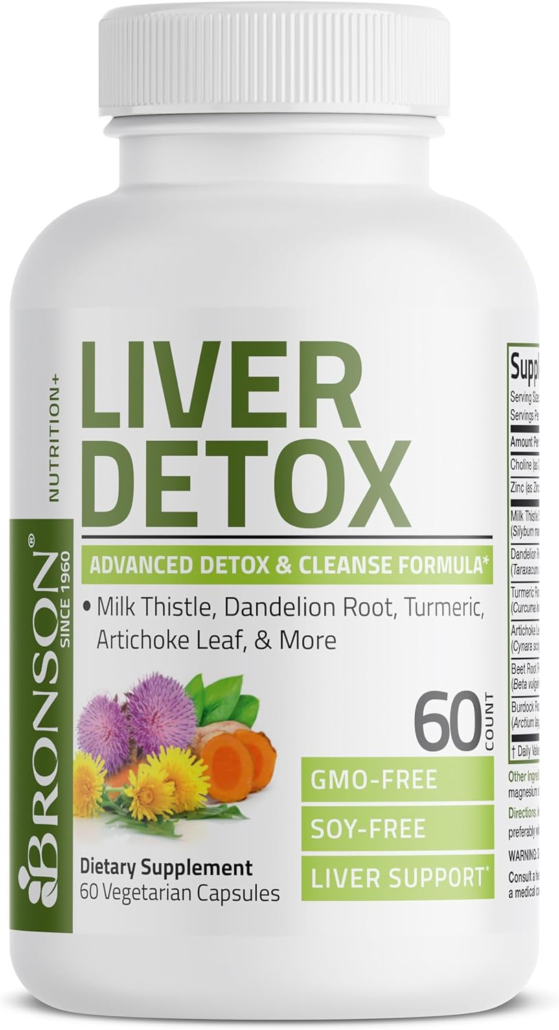 Liver Cleanse & Detox Formula with Milk Thistle, Dandelion Root, Turmeric - Non-GMO, 60 Veg Caps
