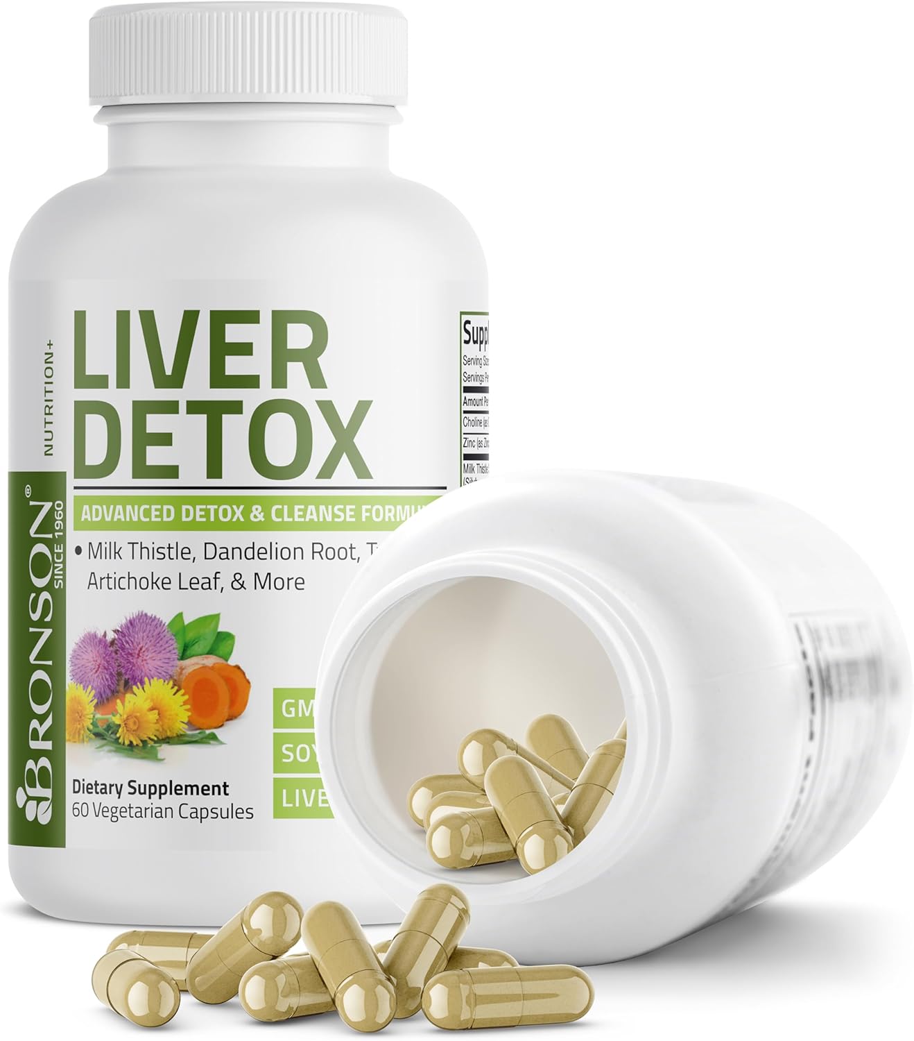 Liver Cleanse & Detox Formula with Milk Thistle, Dandelion Root, Turmeric - Non-GMO, 60 Veg Caps