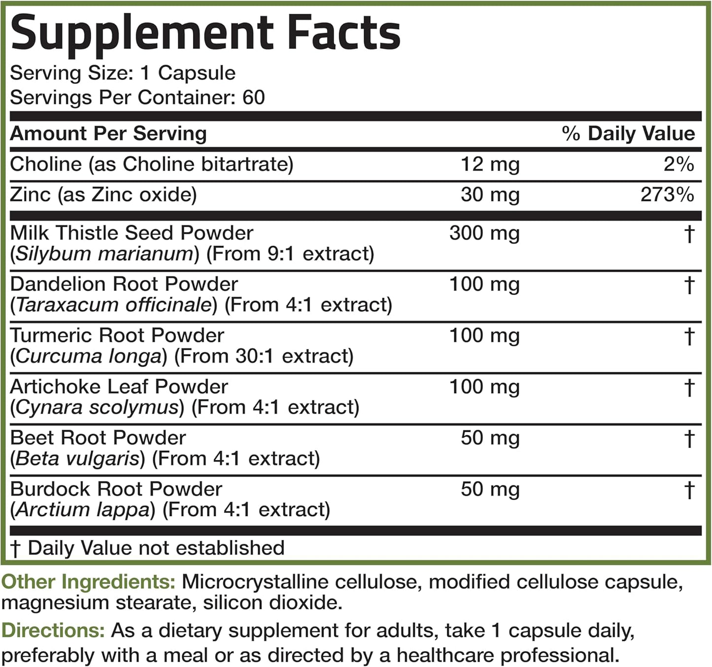 Liver Cleanse & Detox Formula with Milk Thistle, Dandelion Root, Turmeric - Non-GMO, 60 Veg Caps