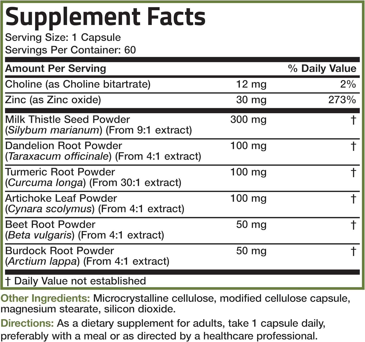 Liver Cleanse & Detox Formula with Milk Thistle, Dandelion Root, Turmeric - Non-GMO, 60 Veg Caps