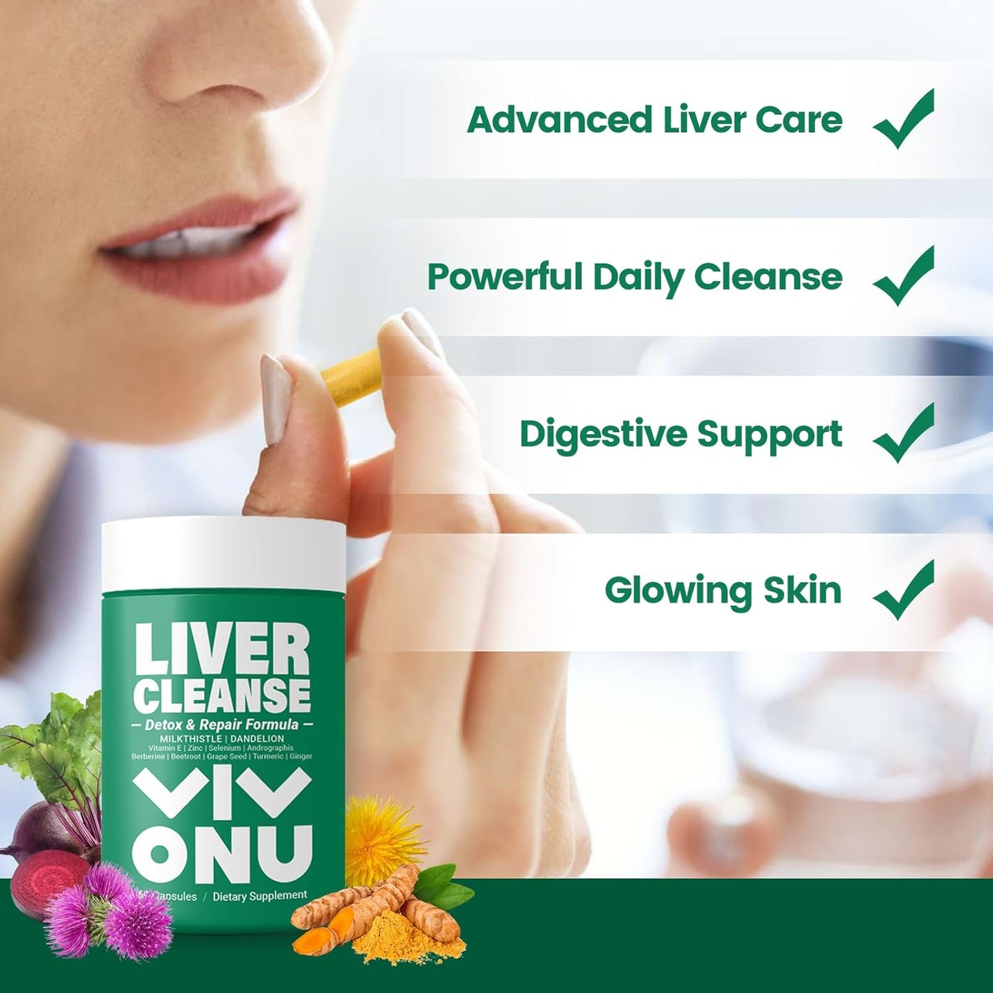 Liver Cleanse & Detox Formula with Milk Thistle & Natural Ingredients - 60 Capsules - Supports Liver Health & Repair