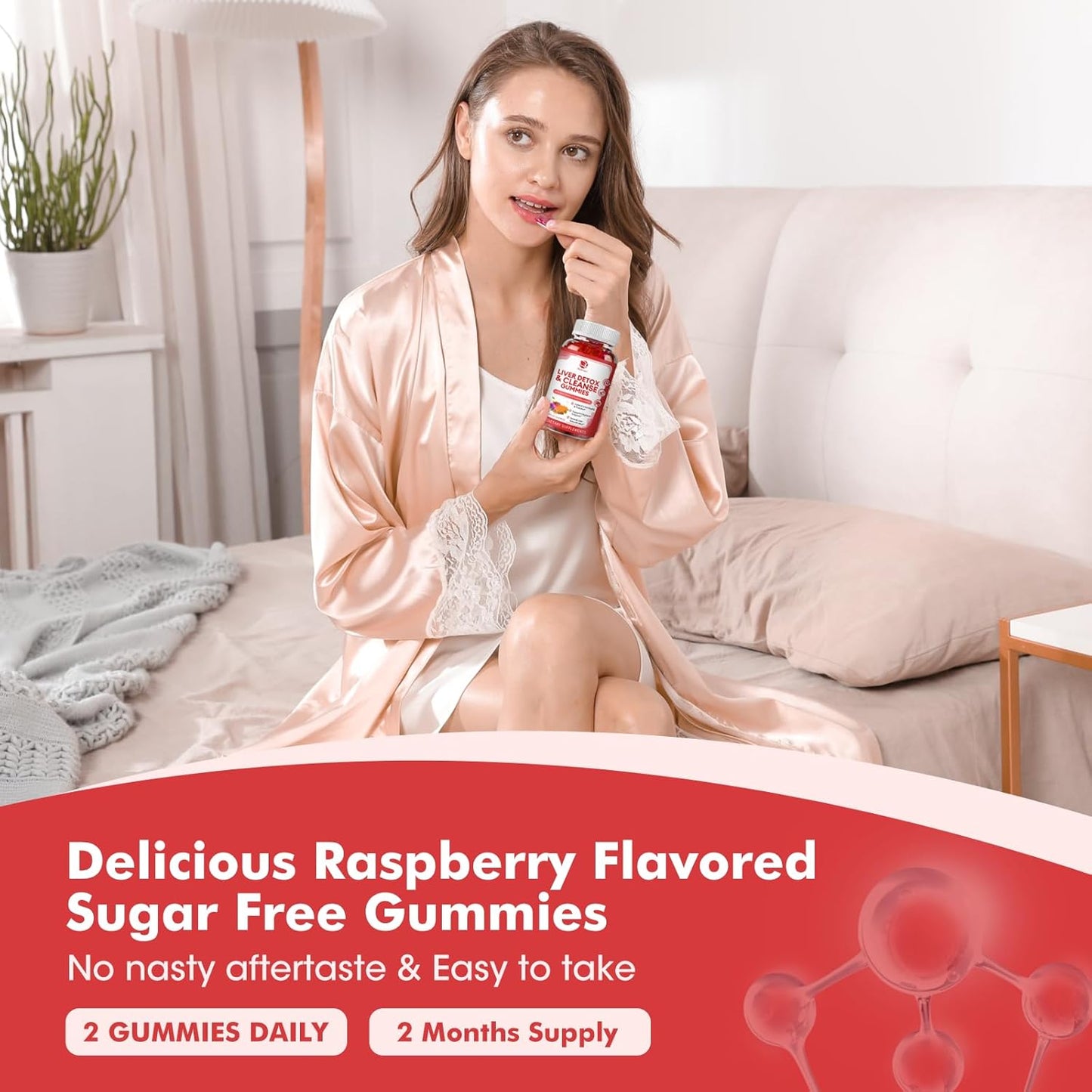 Liver Cleanse Detox Gummies with 24 Powerful Herbs including Milk Thistle, Dandelion, Artichoke Extract, and Elderberry - 120 Count - Raspberry Flavor - No Added Sugar