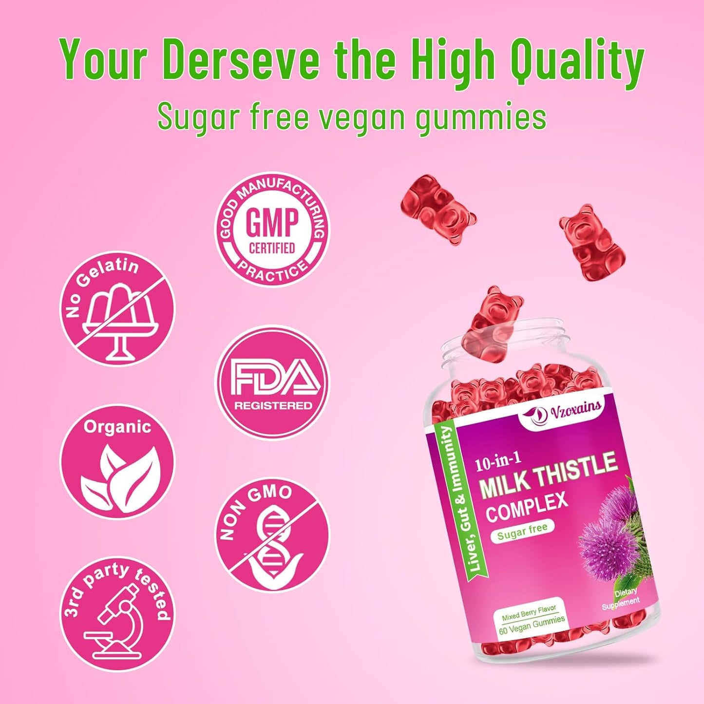 Liver Cleanse Detox Gummies with Milk Thistle, Dandelion Root, Turmeric, Artichoke - 10-in-1 Herbal Formula for Optimal Liver Function - Mixed Berry Flavor - Digestive Health Support