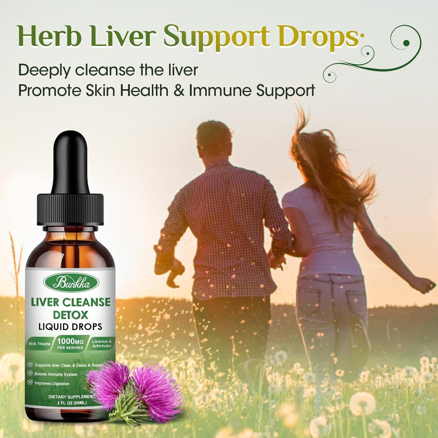 Liver Cleanse & Detox Liquid Drops - Milk Thistle with Dandelion & Licorice - Liver Health Support Tincture 4 Fl Oz