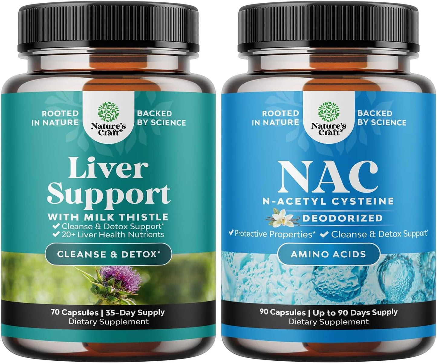 Liver Cleanse Detox & Repair Bundle: NAC Supplement with Milk Thistle for Herbal Liver Support - High Absorption 600mg Capsules