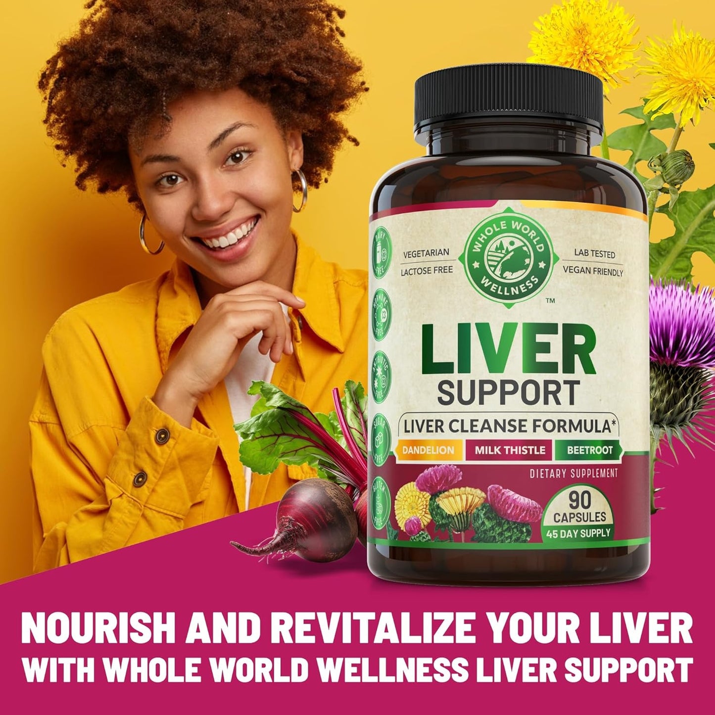 Liver Cleanse Detox & Repair Formula - Organic Support Supplement for Men and Women - 90 Pills for Liver Repair & Detox - 512mg (45-Day Supply)